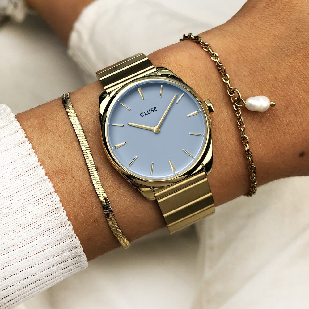 CLUSE Féroce Petite Steel Blue, Gold Colour CW11203 - Watch on the wrist