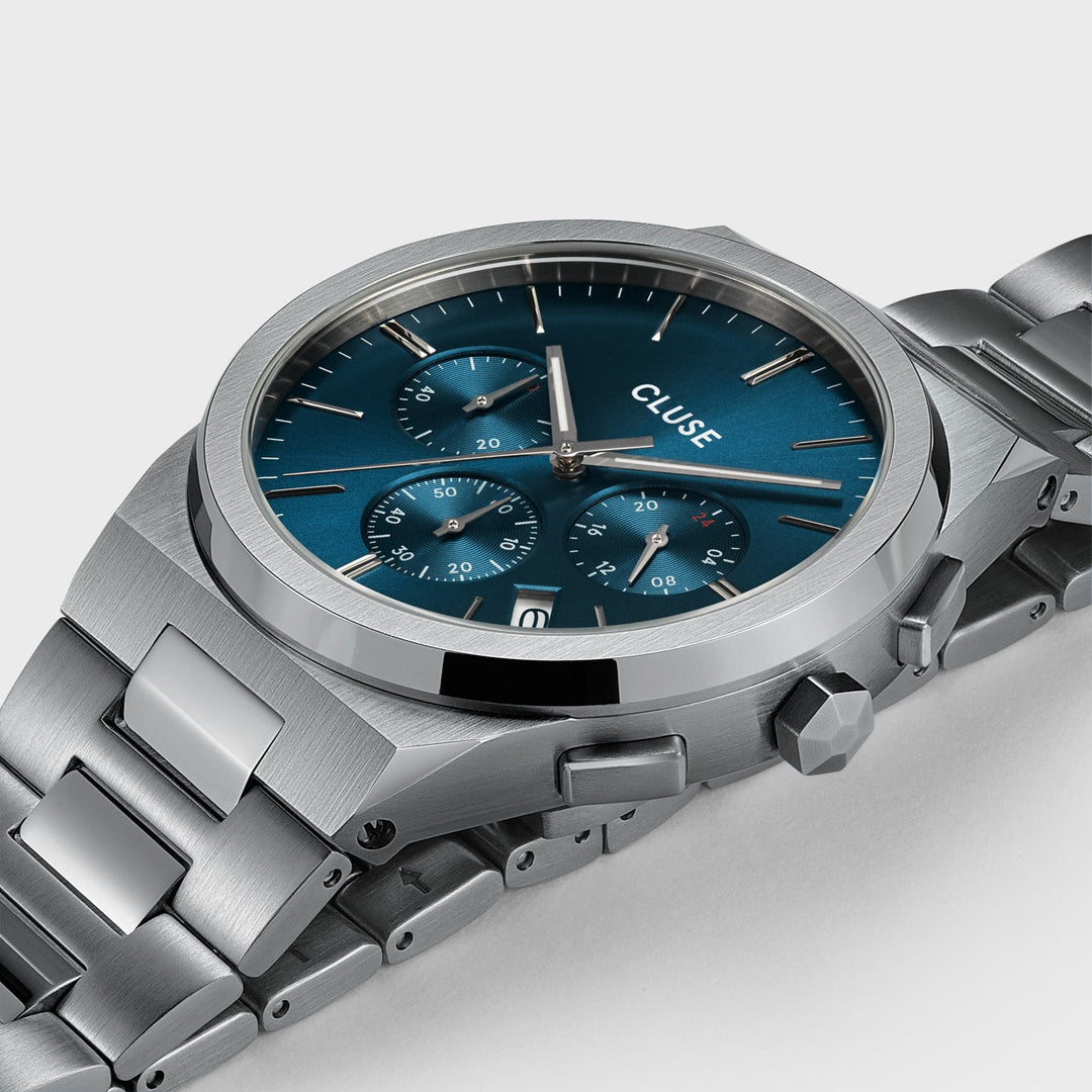 Vigoureux Chrono Steel Blue, Silver Colour CW20801 - Watch case detail