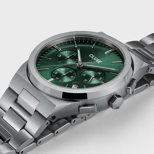 Vigoureux Chrono Steel Green, Silver Colour CW20803 - Watch case detail
