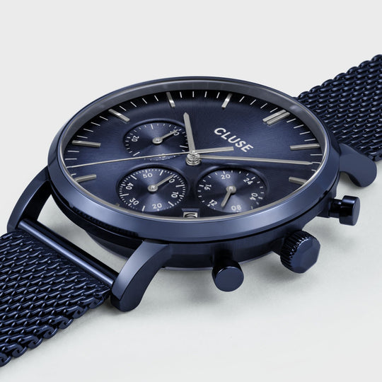 CLUSE Aravis Chrono Mesh, Full Blue CW21001 - Watch detail