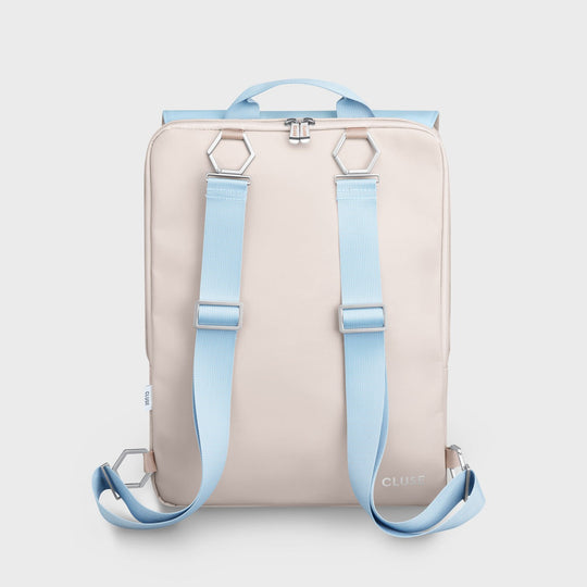 Réversible Backpack, Beige Light Blue, Silver Colour CX03504 - Backpack Back blue