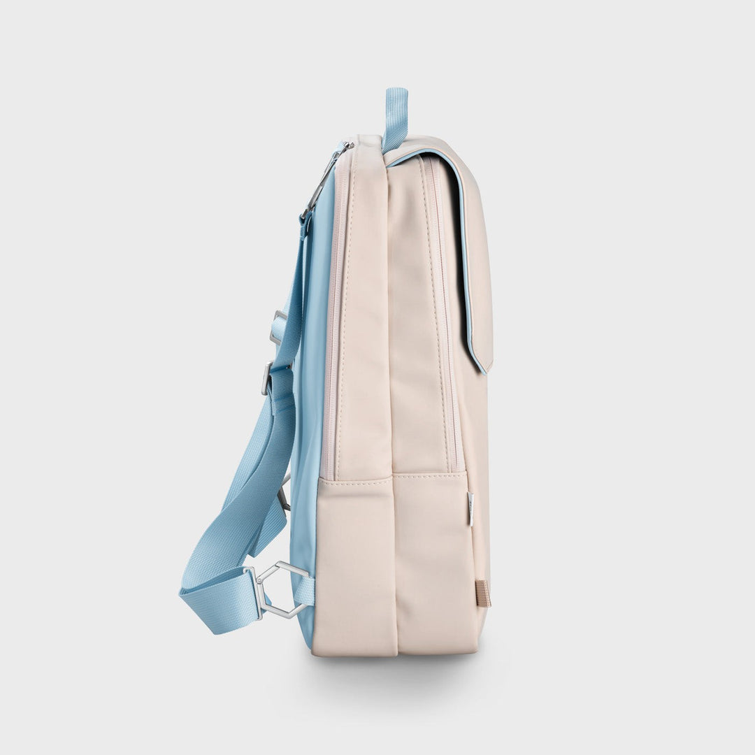 Réversible Backpack, Beige Light Blue, Silver Colour CX03504 - Backpack profile