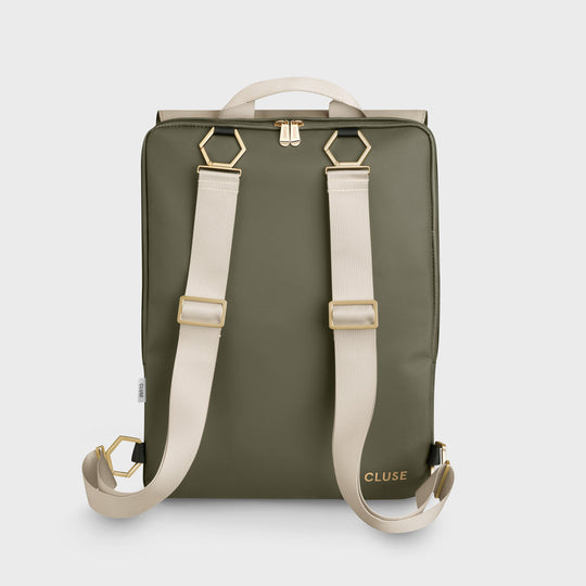 Réversible Backpack, Dark Green Moss, Gold Colour CX03503 - Backpack Back moss