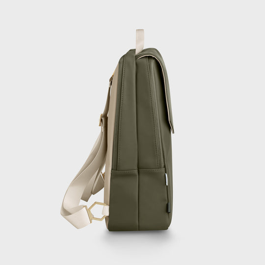 Réversible Backpack, Dark Green Moss, Gold Colour CX03503 - Backpack Profile
