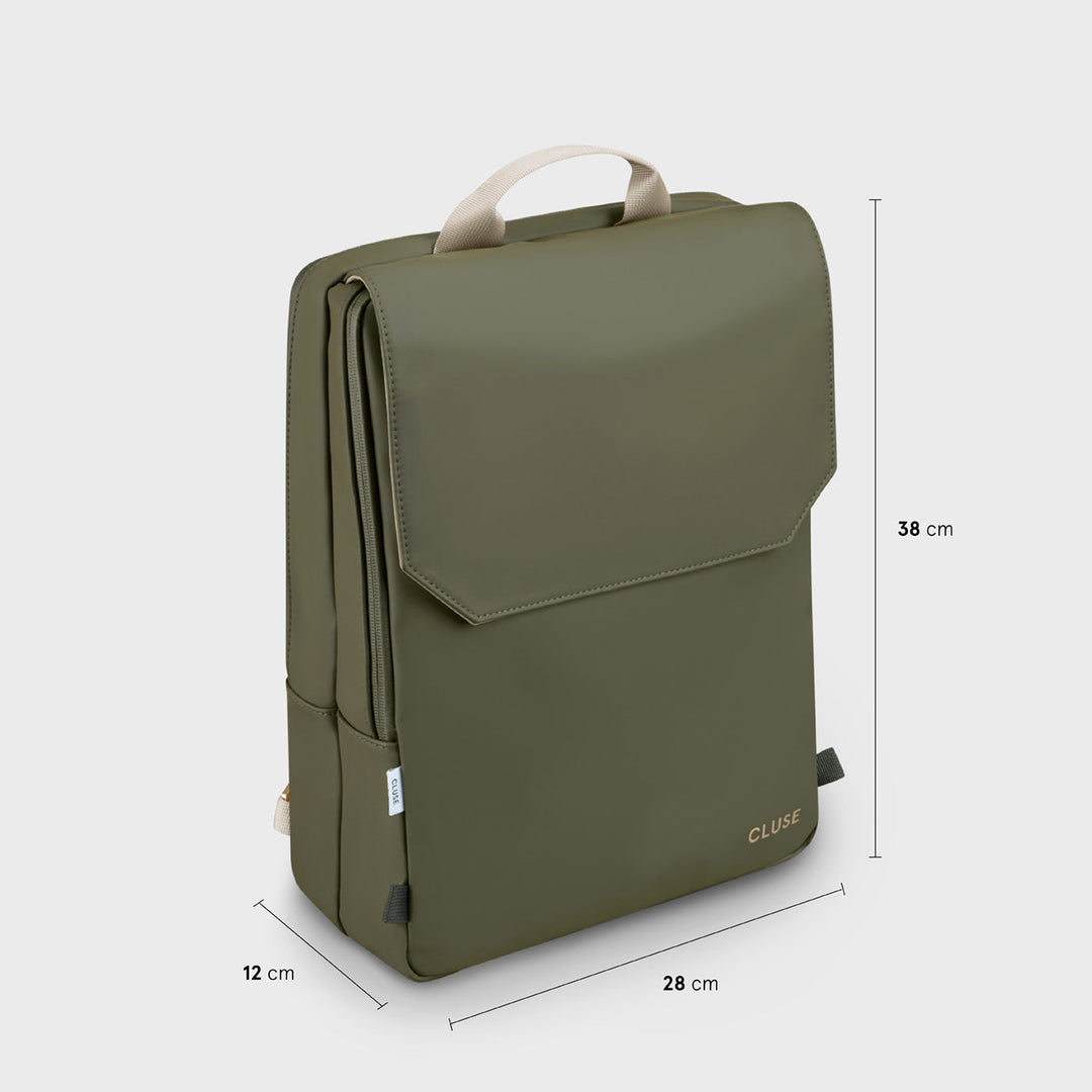 Réversible Backpack, Dark Green Moss, Gold Colour CX03503 - Backpack Side Dark green