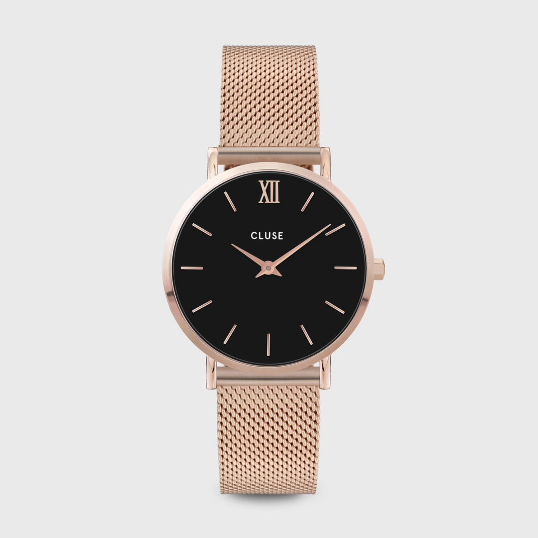 Cluse Minuit Mesh Gold Cluse Damenuhr Schwarz CLUSE Minuit Uhr