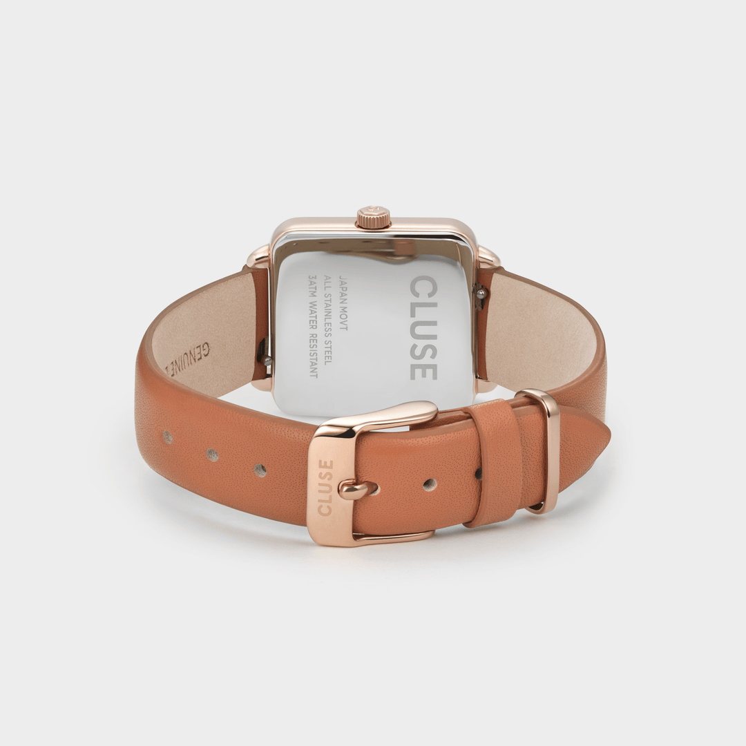 CLUSE La Tétragone Leather Rose Gold Soft Rose Gold/Butterscotch CW0101207008 - Watch clasp and back