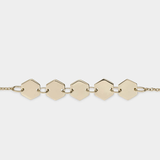 CLUSE Essentielle Gold Hexagons Chain Bracelet CLJ11007 - bracelet front detail