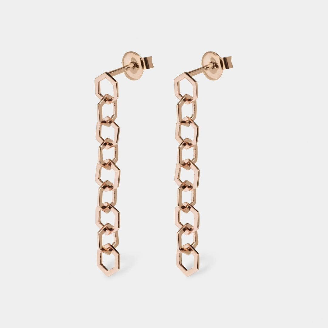CLUSE Essentielle Rose Gold Open Hexagons Chain Earrings CLJ50009 - earrings 