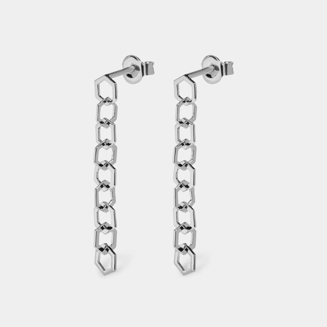 CLUSE Essentielle Silver Open Hexagons Chain Earrings CLJ52009 - earrings 
