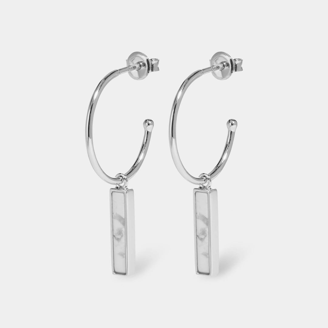 CLUSE Idylle Silver Marble Bar Hoop Earrings CLJ52001 - earrings 