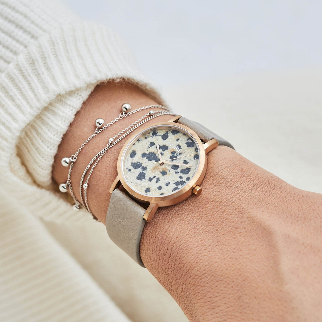 CLUSE La Roche Petite Rose Gold Dalmatian/Grey CL40106 - watch on wrist
