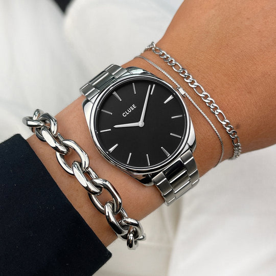 CLUSE Feroce Black/Silver Colour CW11103 - Watch on wrist