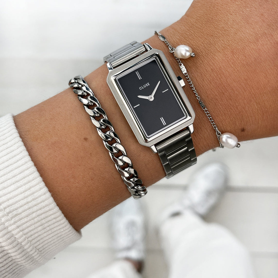 CLUSE Fluette Steel Black, Silver Colour CW11501 - watch on the wrist