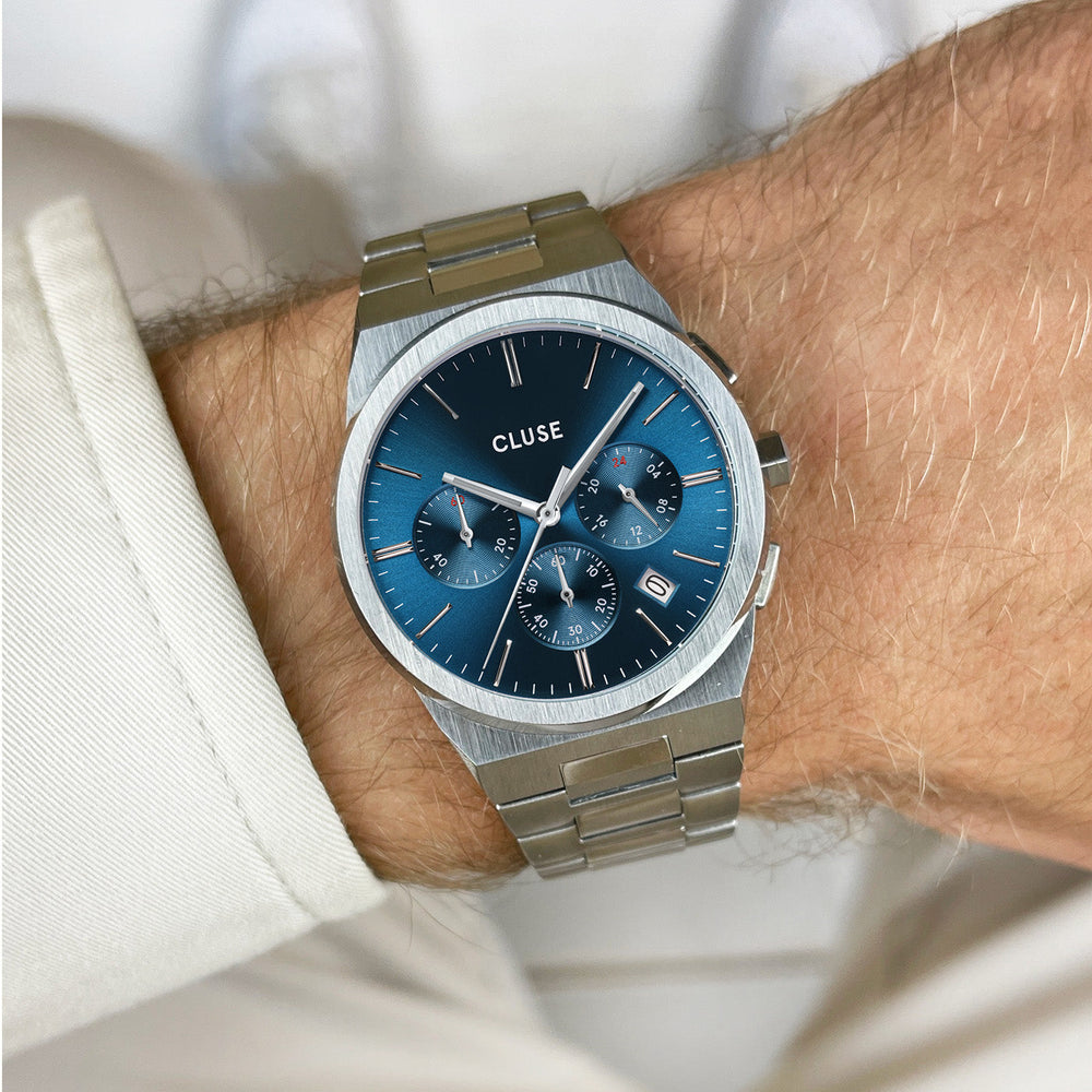 Vigoureux Chrono Steel Blue, Silver Colour CW20801 - Watch on wrist
