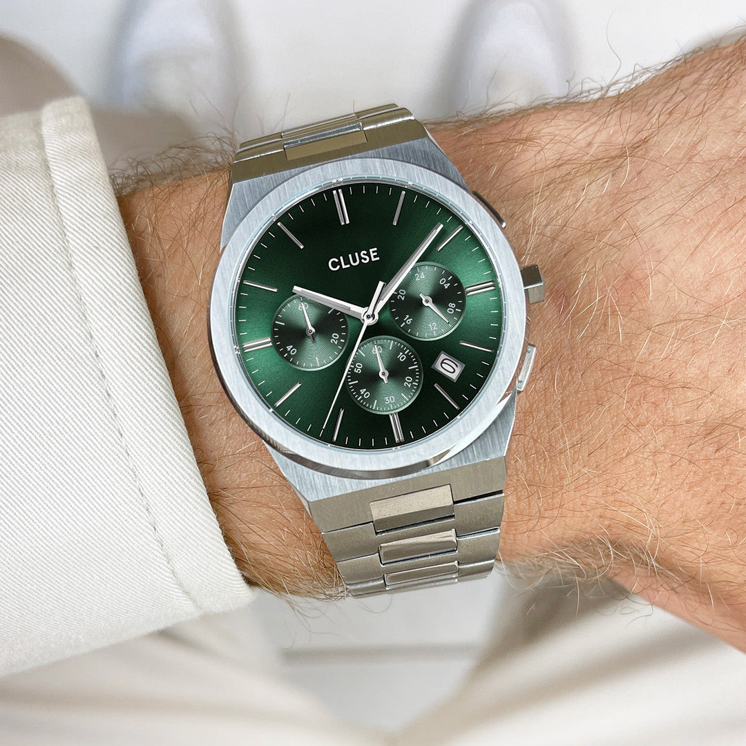 Vigoureux Chrono Steel Green, Silver Colour CW20803 - Watch on wrist
