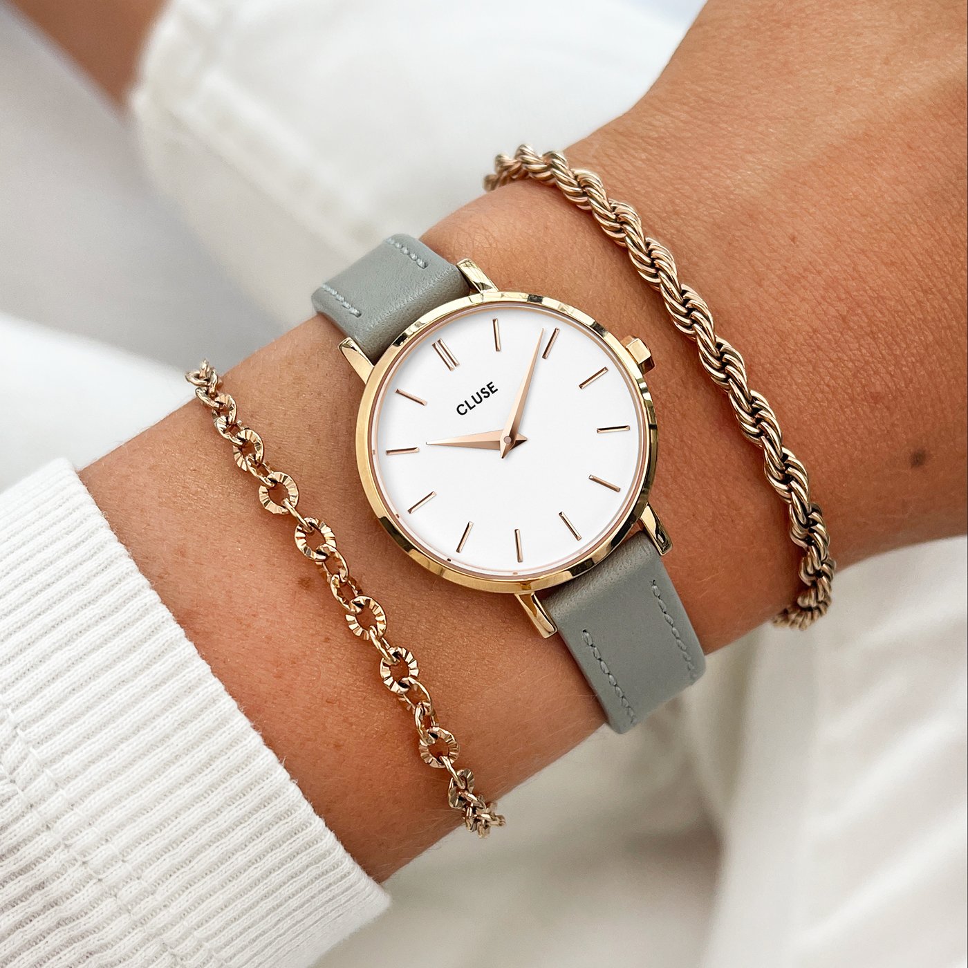 Rose gold sale watch grey strap