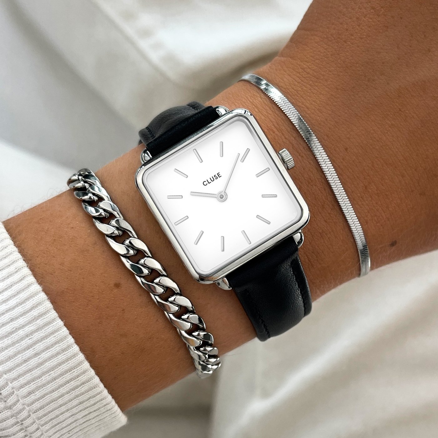 CLUSE Uhrenarmband 16 mm CS12228 Schwarz/Silber Offizieller